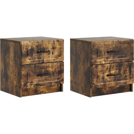 vidaXL Armadio da Notte 2 pcs Rovere Fumo 43 x 34,5 x 44,5 cm (1/5)
