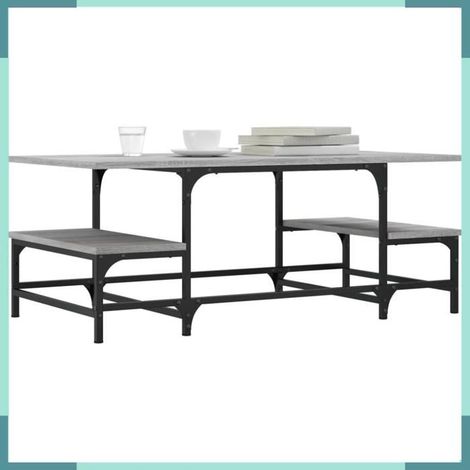 Table basse - 835377 - sonoma gris - bois d'ingénierie & métal - 100 x 50,5 x 40 cm (1/5)