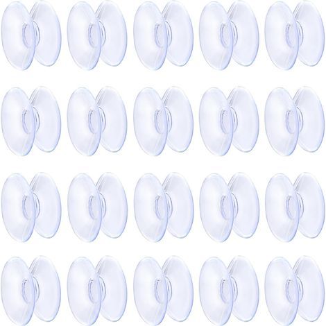 Ventouses à double face 2 cm - Ventouses en PVC transparent pour miroir de table en verre - Lot de 20 (1/5)