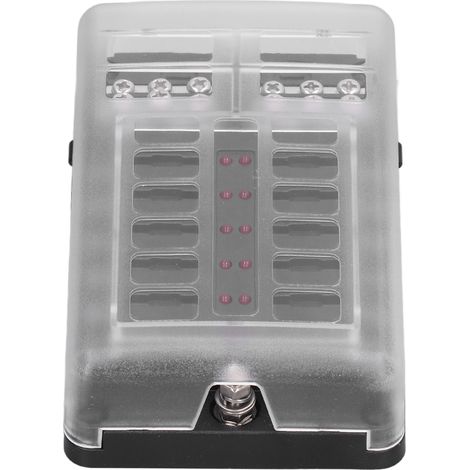 Porte fusible lame 12 voies étanche avec voyant LED rouge pour voiture bateau camping-car yacht CS-664A2 138x85x37mm PBT nickelé 100A 30A circuit (1/5)