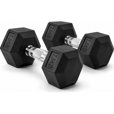 Pack de 2 Mancuernas Hexagonales 7,5 Kg Agarre Antideslizante