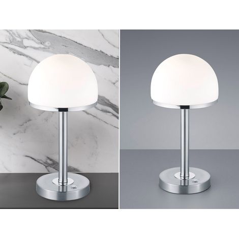 LED Tischleuchte BERLIN Silber mit Glas Lampenschirm dimmbar, Höhe 39cm (1/5)