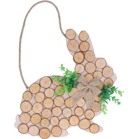 Dekorativer Osterhase aus Buchsbaum zum Aufhängen, zum Selberfärben, 33,5 x 33 x 0,5 cm, Türdekoration für Ostern (1/5)