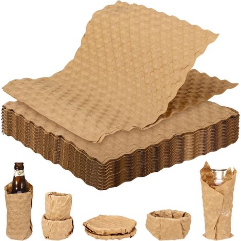 Lot de 60 feuilles de papier à bulles - 29 x 30 cm - Fournitures d'emballage pour ranger des articles délicats - Alternative au remplissage à bulles en plastique pour boîtes de déménagement (1/5)