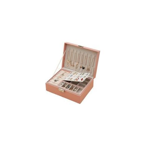 (Size : Rosa) Leather Jewelry Organizer Case, Organizer Box With Zipper
