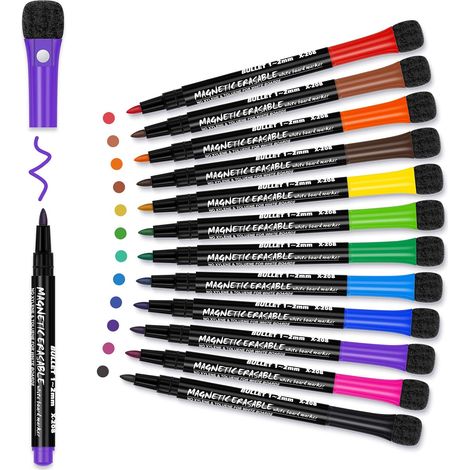 Supports pour tableau blanc - 12 pièces - Couleurs variées - Magnétique et met en valeur - Pour enfants et adultes (1/5)