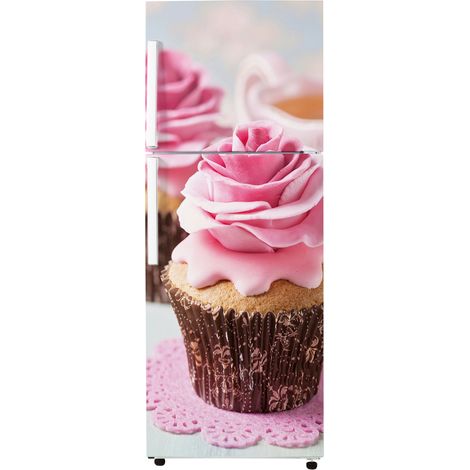 Stickers Frigo - Cup Cakes - 65x150 cm - Idéal pour frigo 55x150 cm - Adhésif BRILLANT (1/2)