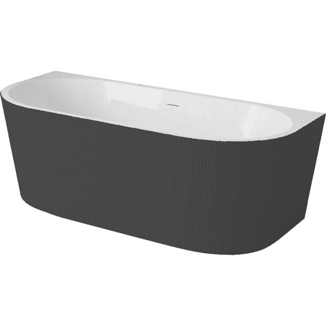 Baignoire adossée Balneo VIVA rainurée 150x75 noir (1/5)