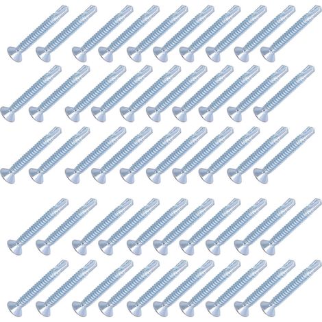 50 Vis autoperceuses à tête fraisée 4.8x38mm, acier zingué, pour assemblages rapides, lot de 50 (1/5)