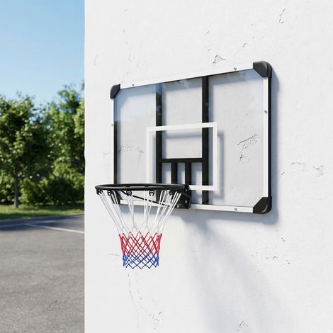 Panier de basketball mural avec panier spécial filet toutes saisons pour l'intérieur et l'extérieur 113x61x73cm blanc (1/5)