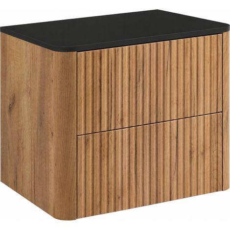 Meuble de salle de bain 60, Chêne craft, plan noir, 60,8 x 44,2 x 50 cm (1/5)