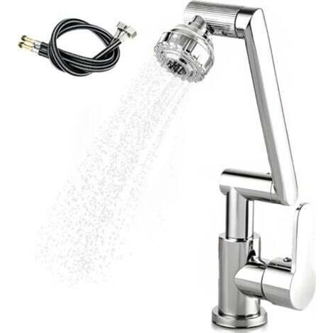 [NON UTILIZZATO] Rubinetto da cucina flessibile, miscelatore da cucina, rubinetto da cucina con doccetta estraibile, miscelatore da cucina girevole a 1080°, 2 modalità di getto, fornito con 2 tubi fle