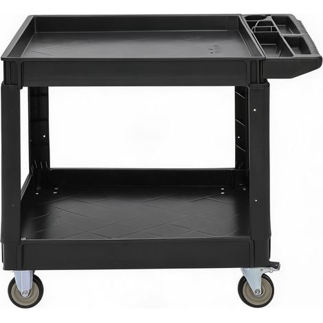 Carro multiusos robusto de 2 bandejas – 227 kg – Ruedas giratorias 360° con freno – Borde antideslizante – Para almacén, oficina, garaje – España (1/5)