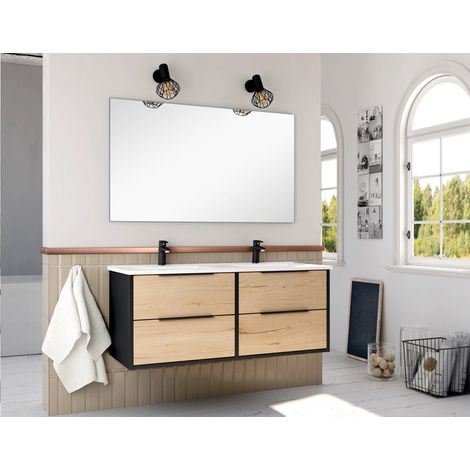 BATHME TWO Conjunto Mueble de Baño Completo 120 cm Negro - ref: CNB7NGRC+SA.LIECO121+CNB25G