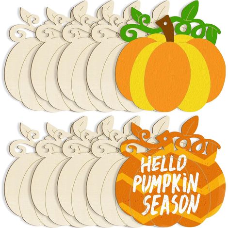 Pumpkin - Bois Non Peint - 17,8 cm - Décor Automnal - Pour Peinture Manuelle - 10 Pièces (1/5)