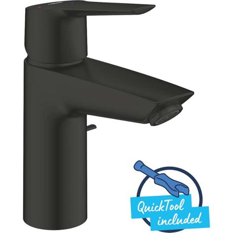 Grohe QuickFix Start - Miscelatore da lavabo, con sistema di scarico, avvio a freddo, nero opaco 311372432 (1/5)