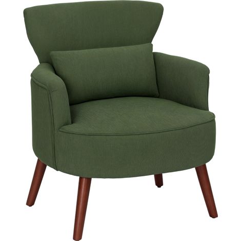 Fauteuil moderne rembourré avec coussin lombaire, design élégant, coloris vert pour décoration intérieure tendance (1/5)