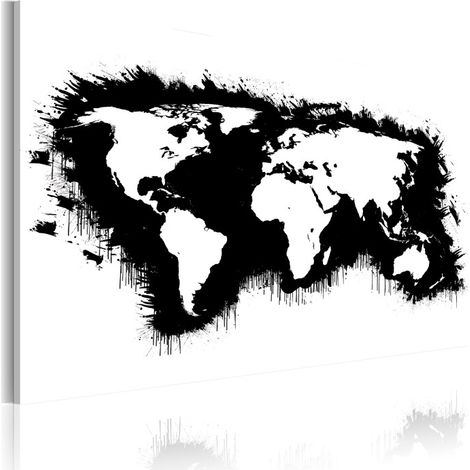 Tableau Imprimé "Carte Monochromatique du Monde" 40 x 60 cm (1/2)