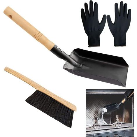 Kit professionnel nettoyage cheminée [Brosse + racloir + seau] - Manche bois extensible - Pour poêle/insert/BBQ (1/5)