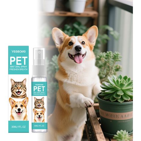 Rafraîchisseur d'haleine pour animaux, convient aux chats et aux chiens, doux pour les gencives, élimine les mauvaises odeurs buccales et assure une hygiène quotidienne – 30 ml (1/5)