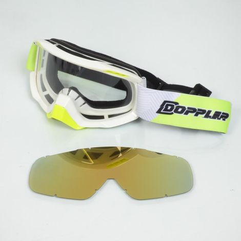 Masque lunette cross blanc jaune Doppler ecran transparent et (1/4)