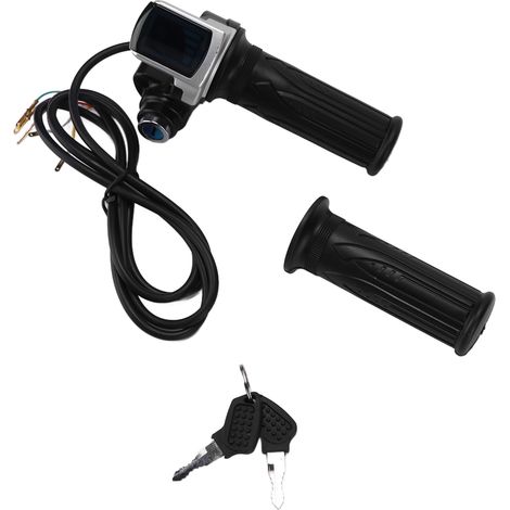 Poignée d'accélération 24V demi-tour avec indicateur LED et 2 clés pour vélo électrique et trottinette (1/5)