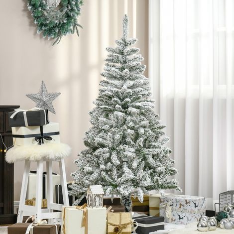 HOMCOM Árbol de Navidad Artificial 150 cm con Nieve Ignífugo con 358 Ramas Decoración Navideña para Interiores Verde (1/5)