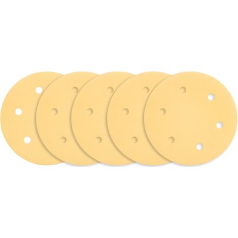 Papel de lija con velcro de 225 mm, K180, 5 unidades, con 6 agujeros para lijadoras 59G264 y 59G265. (1/5)