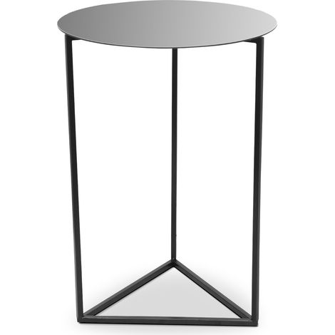 Table d'appoint Oliana Miroir et Métal Noir