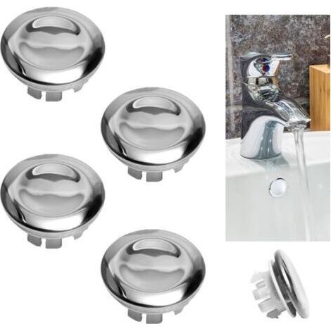 Couvercle de trop-plein pour lavabo - Anneau de trop-plein de rechange - Bouchon pour salle de bain, cuisine, lavabo - Trou rond de trop-plein - insérer correctement les pièces de rechange (4 pièces)-