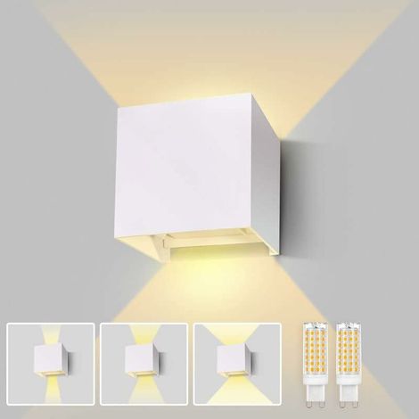Outdoor Wall Light Adjustable Beam Angle LED Outdoor Lamp Warm White 3000K Outdoor Wall Lamp Aluminum Outdoor Wall Lamp Suitable for Indoor/Outdoor(White) (1/5)