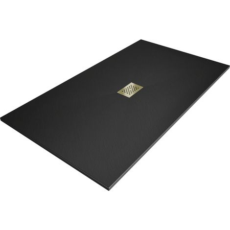 Mexen Hugo Rechteckige Duschwanne SMC 180 x 100 cm, schwarz, goldene Abdeckung - 42701018-G (1/5)