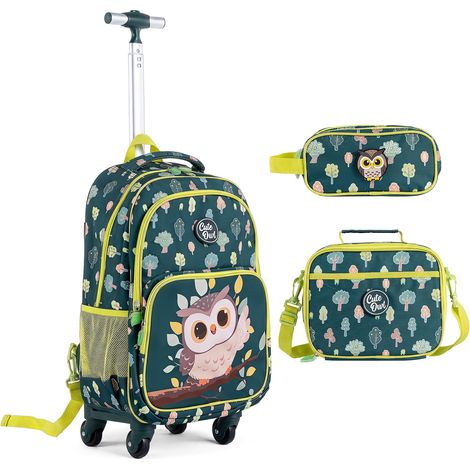 COSTWAY Set di 3 Zaini con Ruote per Bambini 3+ Anni (Modello 1) (1/5)