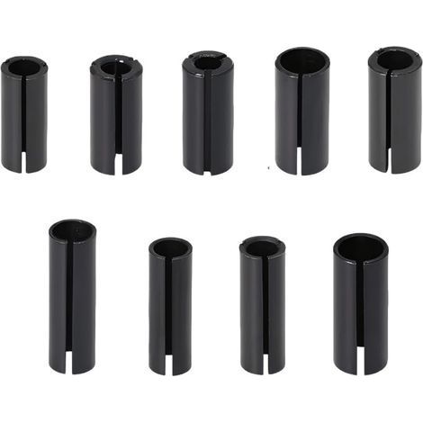 Lot de 9 manchons de réduction pour défonceuse - Pince de serrage - 9 tailles - Chuck Collet - Tige adaptateur pour défonceuse - Douille de serrage pour défonceuse (1/5)