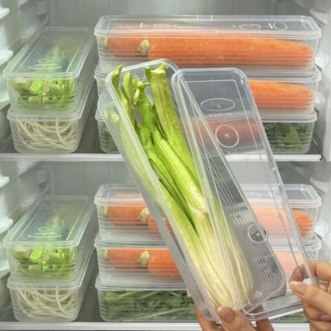 Kühlschrank-Organizer A5682A0 – 1 Stück, platzsparende Frischhaltebox, Kühlschrankzubehör für Obst, Gemüse, Dosen oder Soßen