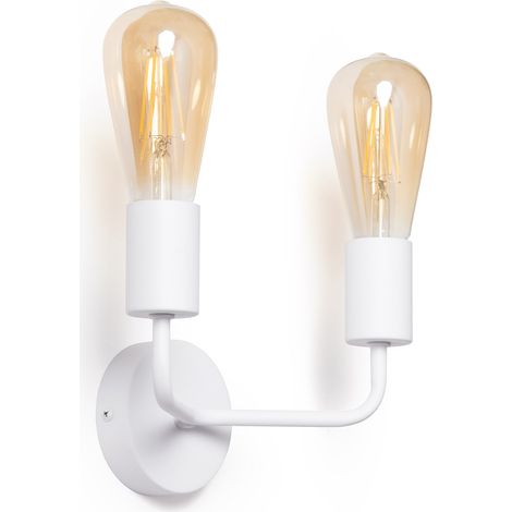 Lámpara de Pared de Metal 2 Focos Jayso Blanco