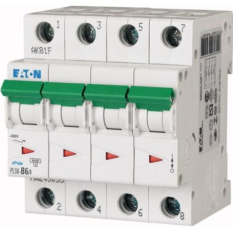 Disj. PLS 4X6A 6kA (EN 60898) cbe D 000243104 EATON PLS6-D6/4-MW