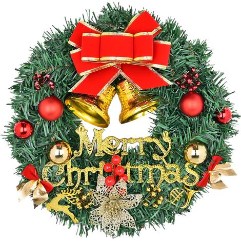 (XM-0013 Doppelglocken-Weihnachtskranz - 001) Künstliche Weihnachtsblumen, Weihnachtskugelkranz, Fensterdekoration, Türdekoration (1/2)