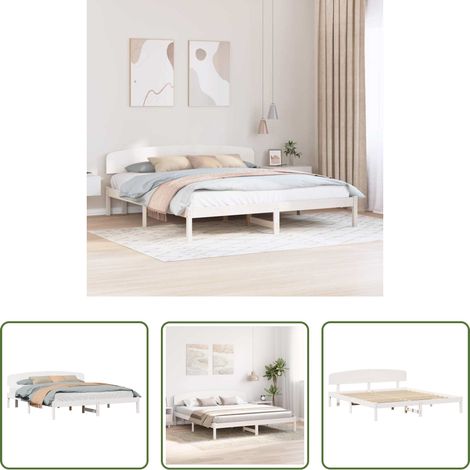vidaXL Lit blanc -  Cadre de lit avec tête de lit Blanc 180 x 200 cm Pin massif (1/5)