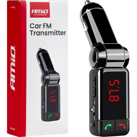 FM-Auto-Transmitter, faltbar, 2×USB-A, 12V/24V, amio-04650 (1/5)
