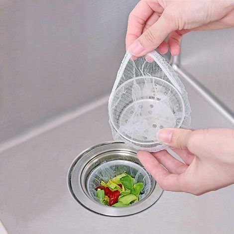 Sac en filet pour évier de cuisine, 200 sacs filtrants jetables pour évier, collecte des déchets de cuisine et des restes d'ordures (1/3)