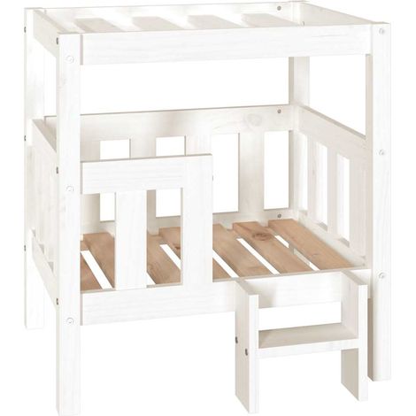 Lit pour chien Blanc 65,5x50,5x70 cm Bois de pin solide