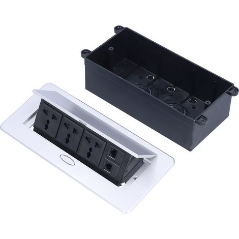 Prise électrique encastrée au sol à 3 trous avec interface téléphone/ordinateur 250 V 13 A (1/5)