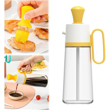 Flacon doseur d'huile 2 en 1 avec pinceau en silicone, récipient en verre de 550 ml pour huile d'olive (1/5)