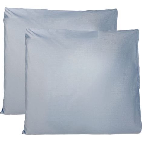 Taie Oreiller 100% Coton 60x60 CM Lot De 2, Taie d'oreiller Rectangulaire 100% Coton avec Fermeture - Bleu Clair (1/5)