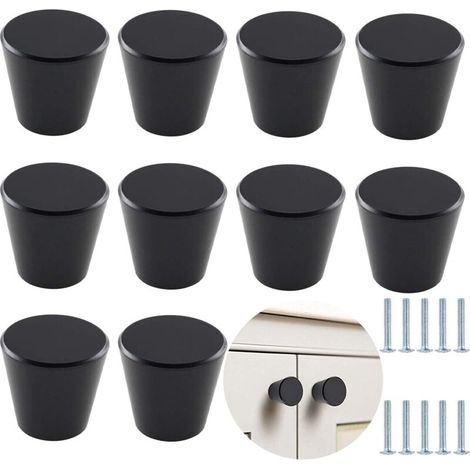 10 Stück Schubladengriffe, Möbelknöpfe, 25 mm rund, Aluminium, Türgriffe mit Schrauben für Schränke, Regale und Kleiderschranktüren – Schwarz (1/4)