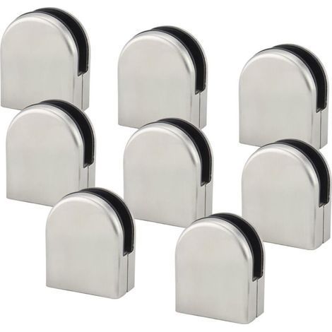 8 PCS (8-10mm) Pince à Verre Porte-Verre En Acier Inoxydable 304 Support de Serrage Clamp Clip Plat Main Courante Fenêtre Balustrade Réglable Escalier Salle de Bains (1/5)