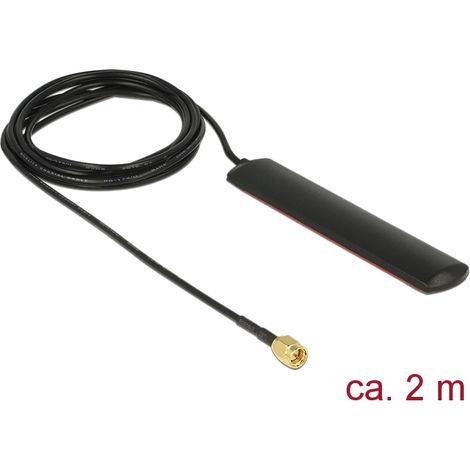 Antenne gsm / umts / lte sma 2 dbi 2 m rg-174 schwarz omni klebemontage delock