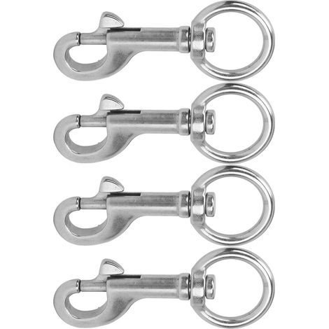 Lot de 4 mousquetons à œillet pivotants en acier inoxydable 316 de qualité marine, pour la plongée sous-marine, pour navire, n° 4 (1/5)
