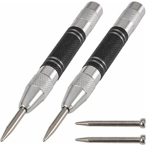 Ensemble de poinçons de centrage automatiques à ressort Ulisem (2 pièces) avec longueur de 5 pouces, tension réglable et 2 pointes de rechange